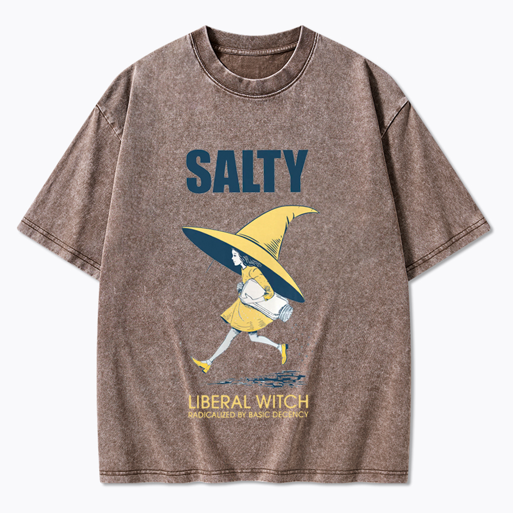 Liberal Witch Radicalized By Basic Decency Washed T-Shirt