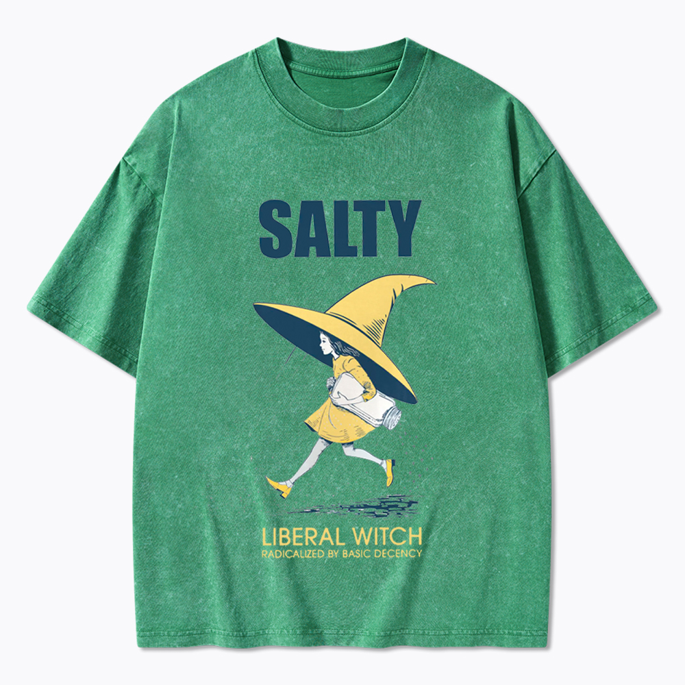 Liberal Witch Radicalized By Basic Decency Washed T-Shirt