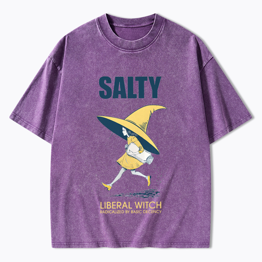 Liberal Witch Radicalized By Basic Decency Washed T-Shirt