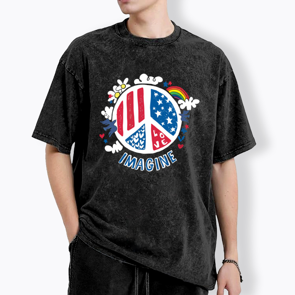 Imagine Love Imagine Peace Washed T-Shirts