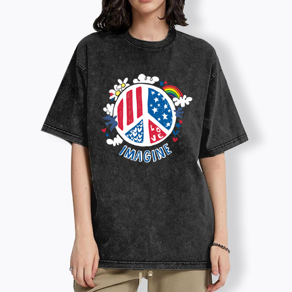 Imagine Love Imagine Peace Washed T-Shirts