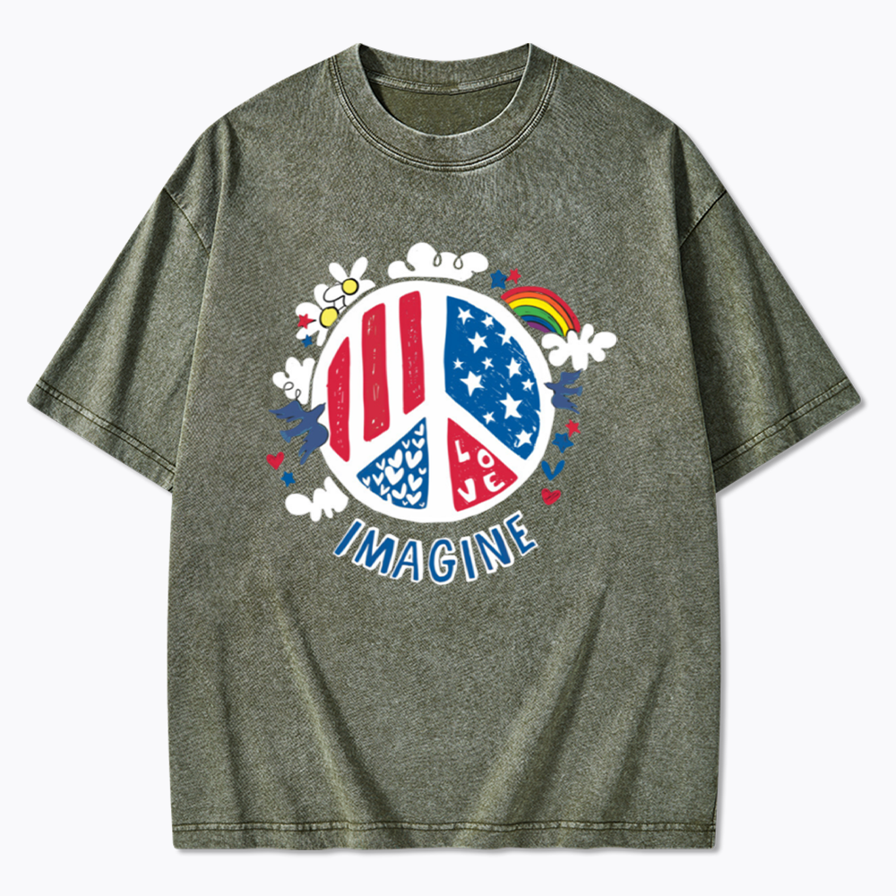 Imagine Love Imagine Peace Washed T-Shirts