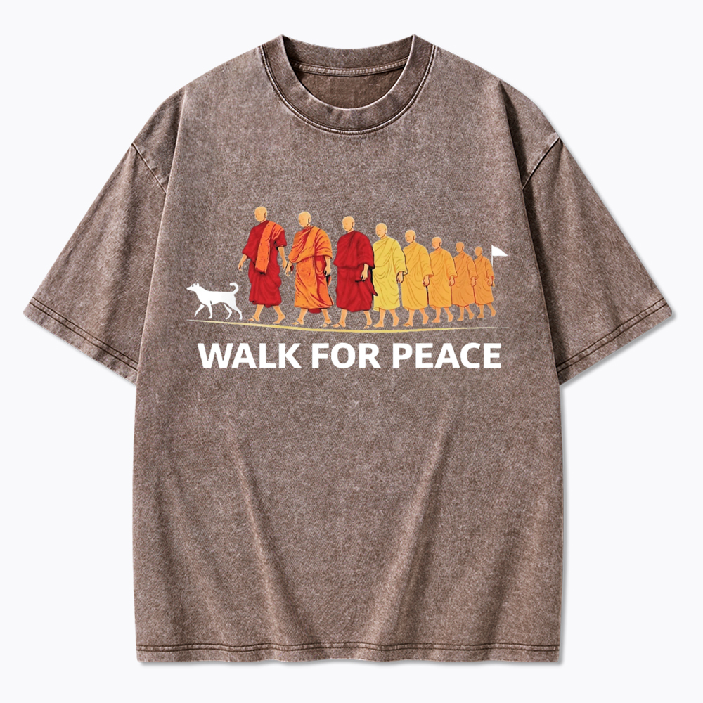 Walk For Peace Monks and Dog Washed T-Shirt