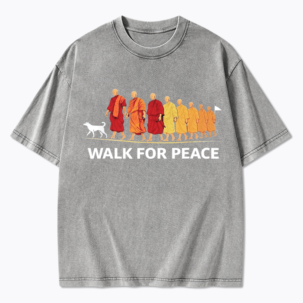 Walk For Peace Monks and Dog Washed T-Shirt