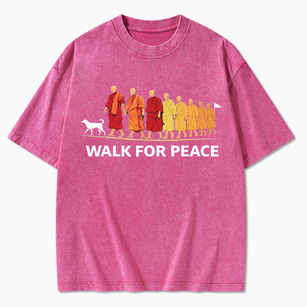 Walk For Peace Monks and Dog Washed T-Shirt