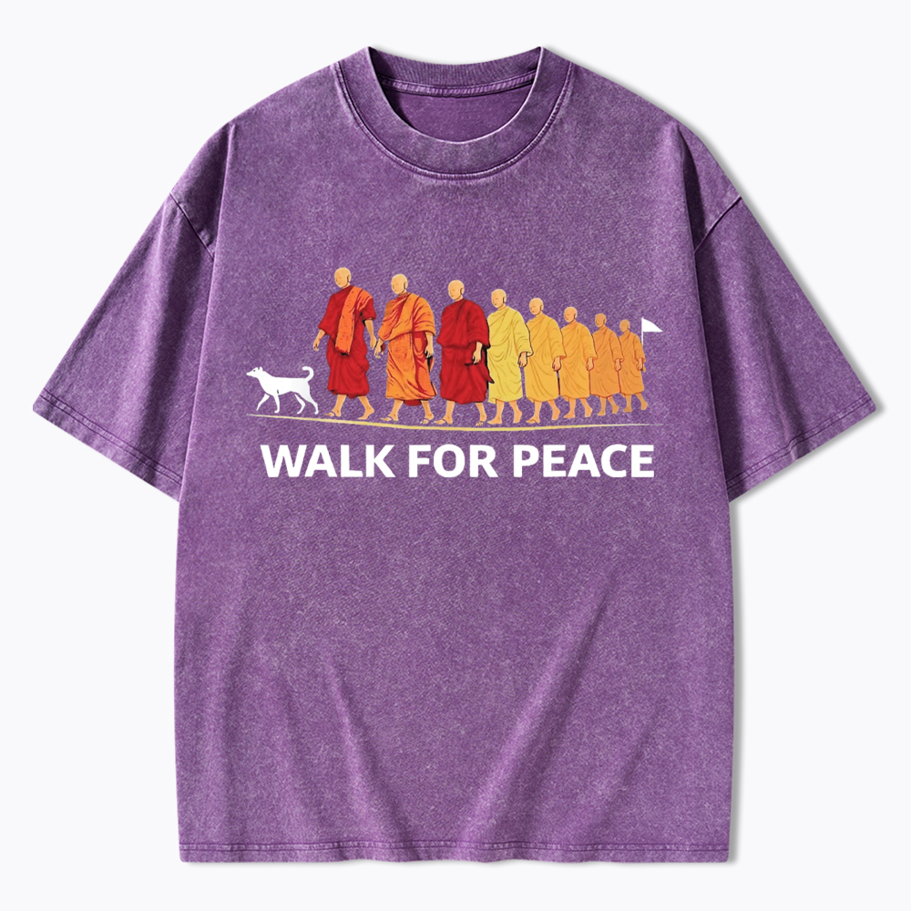 Walk For Peace Monks and Dog Washed T-Shirt