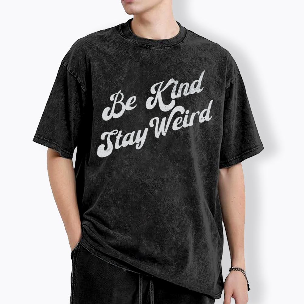 Be Kind Stay Weird V-Neck Washed T-Shirt