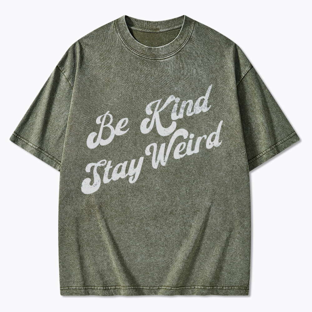 Be Kind Stay Weird V-Neck Washed T-Shirt