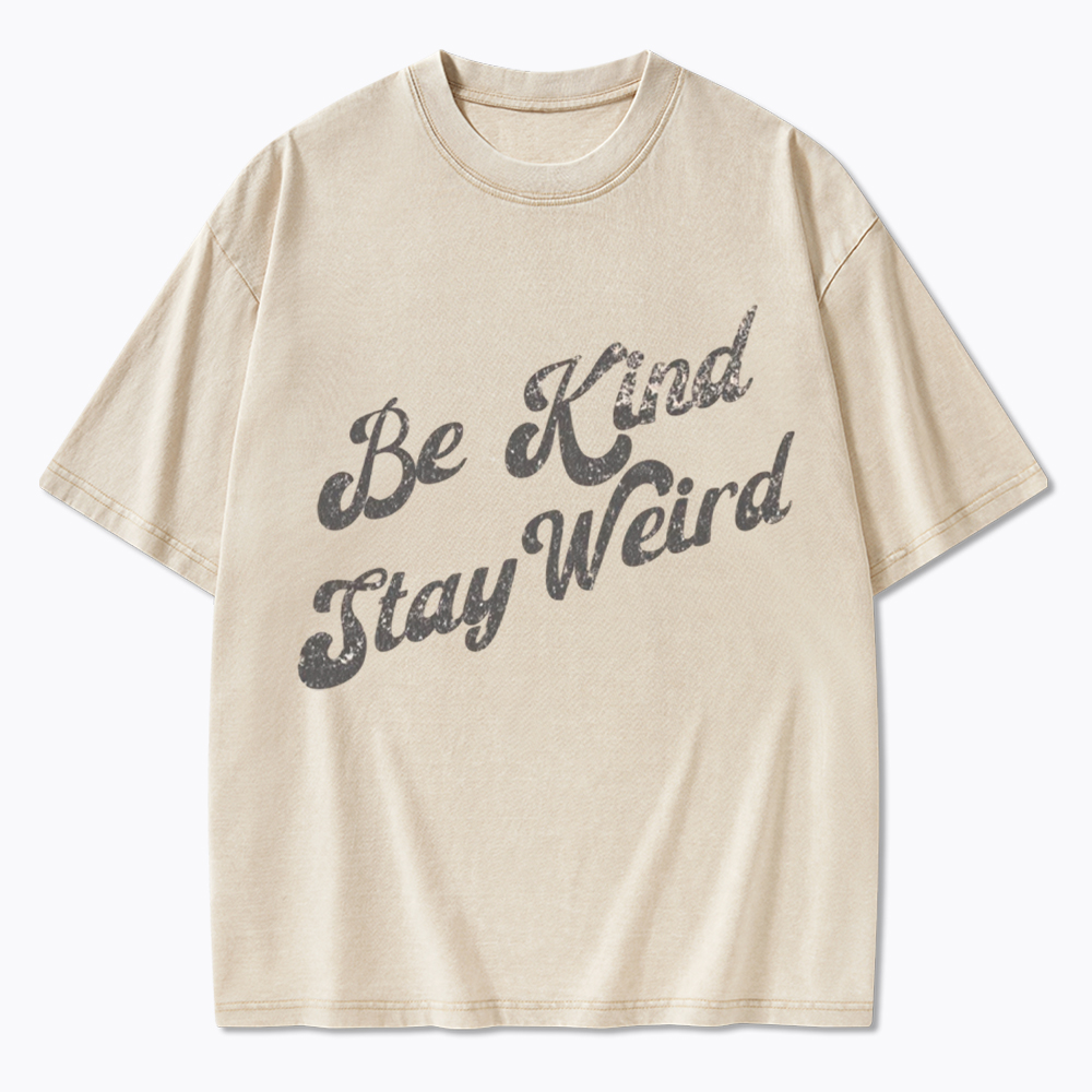 Be Kind Stay Weird V-Neck Washed T-Shirt