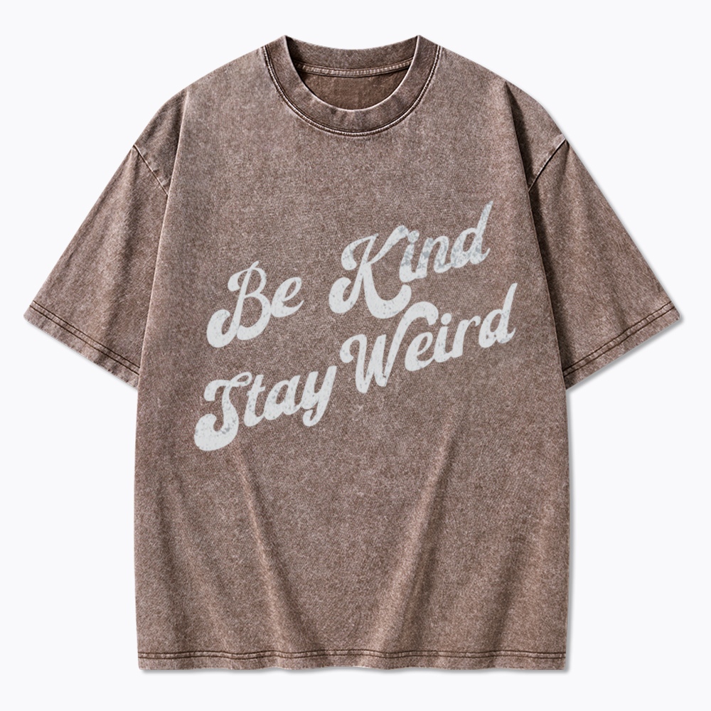 Be Kind Stay Weird V-Neck Washed T-Shirt