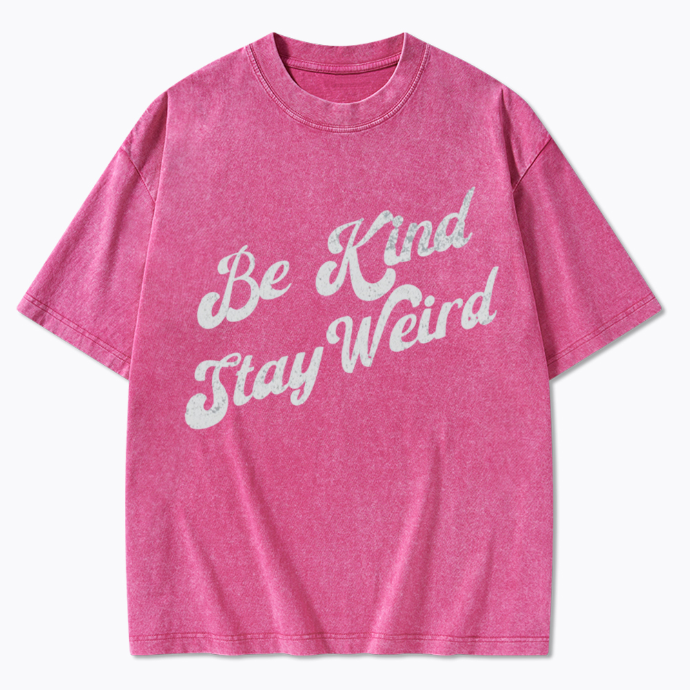 Be Kind Stay Weird V-Neck Washed T-Shirt
