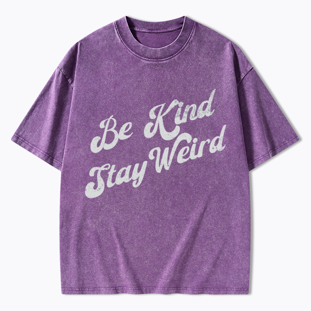 Be Kind Stay Weird V-Neck Washed T-Shirt