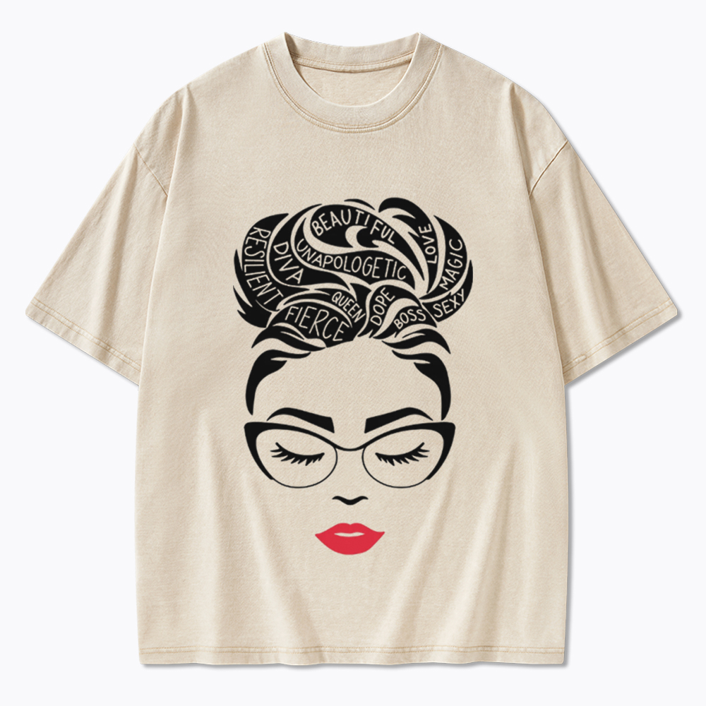 Black Queen Afro Woman Empowerment Washed T-Shirt