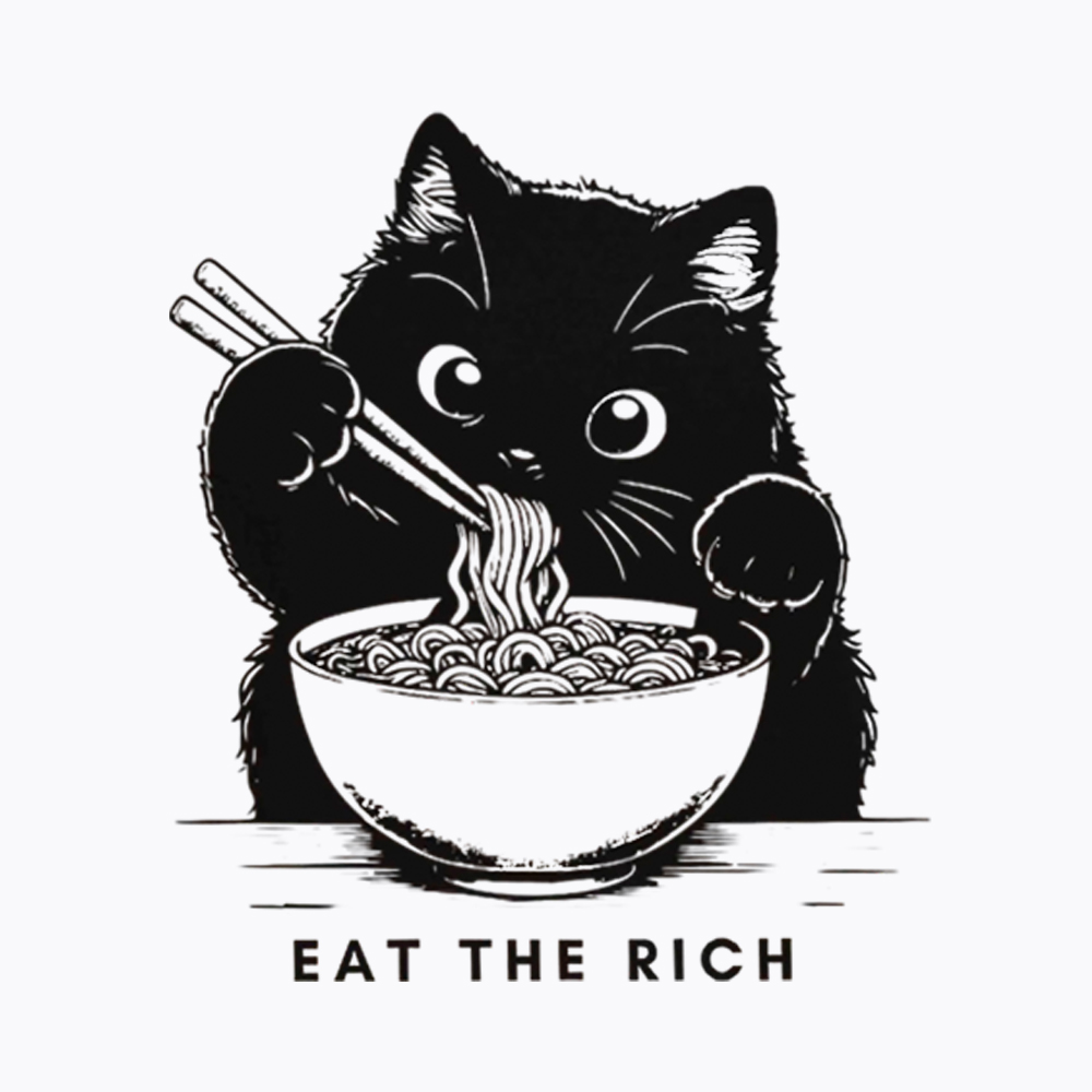Eat The Rich Cute Cat Political Washed T-Shirt