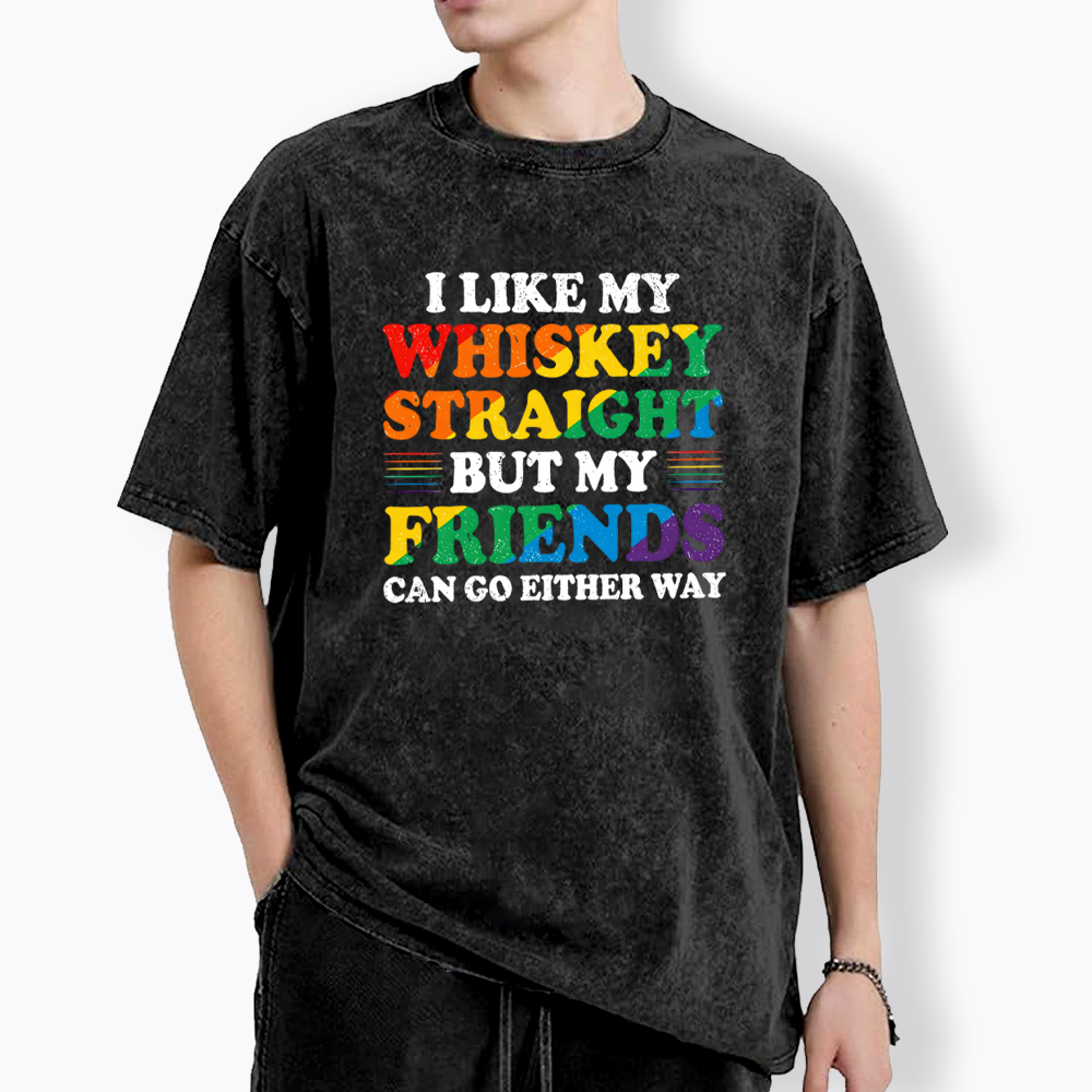 I Like My Whiskey Straight Washed T-Shirt