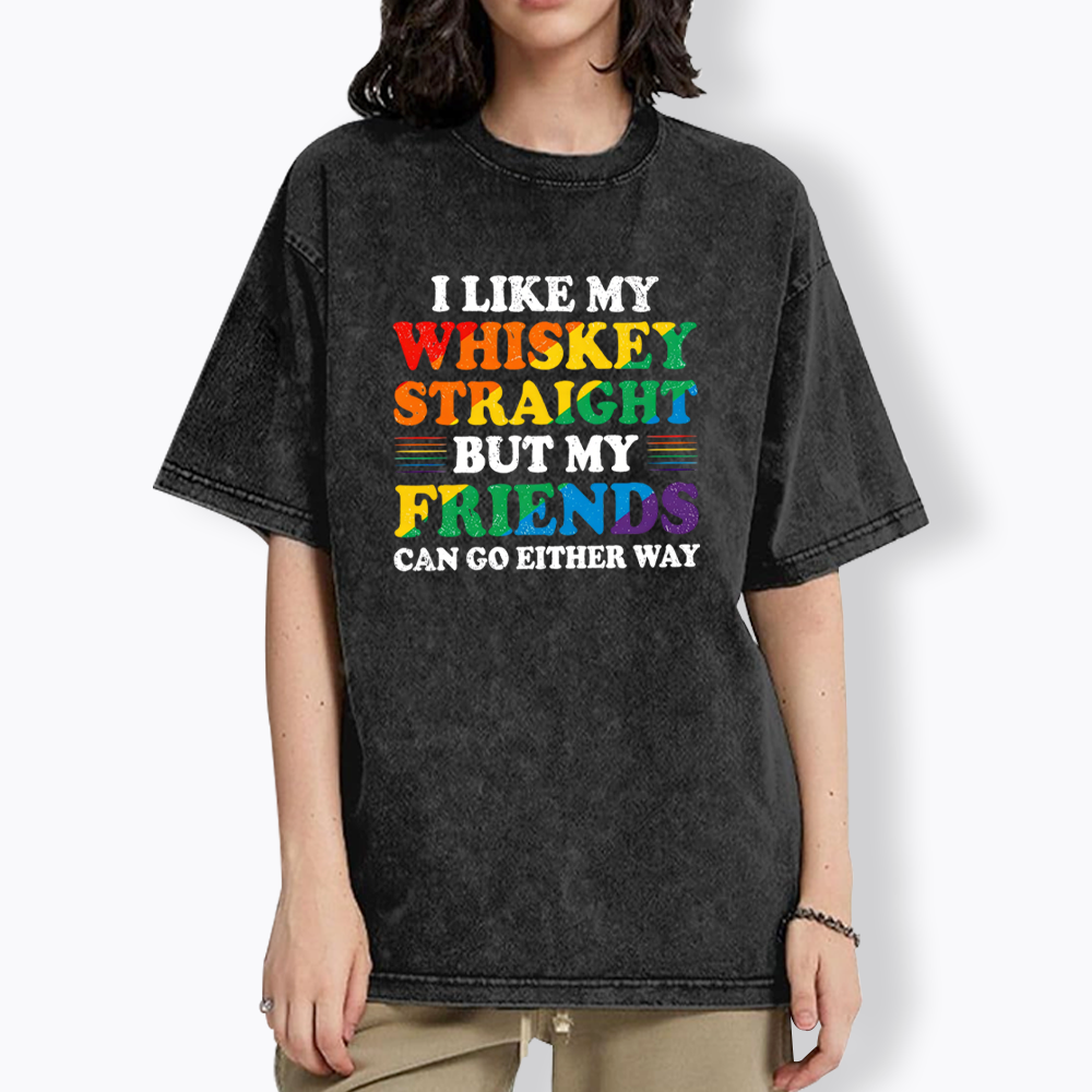 I Like My Whiskey Straight Washed T-Shirt