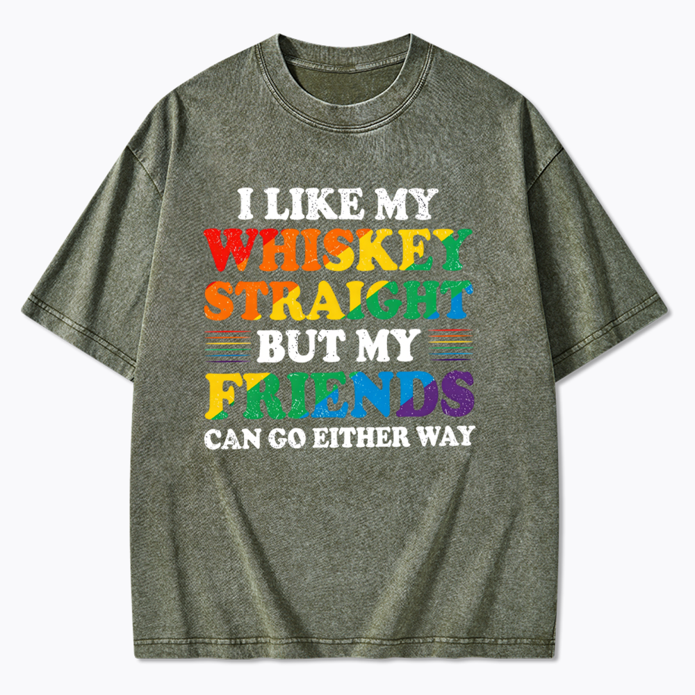 I Like My Whiskey Straight Washed T-Shirt
