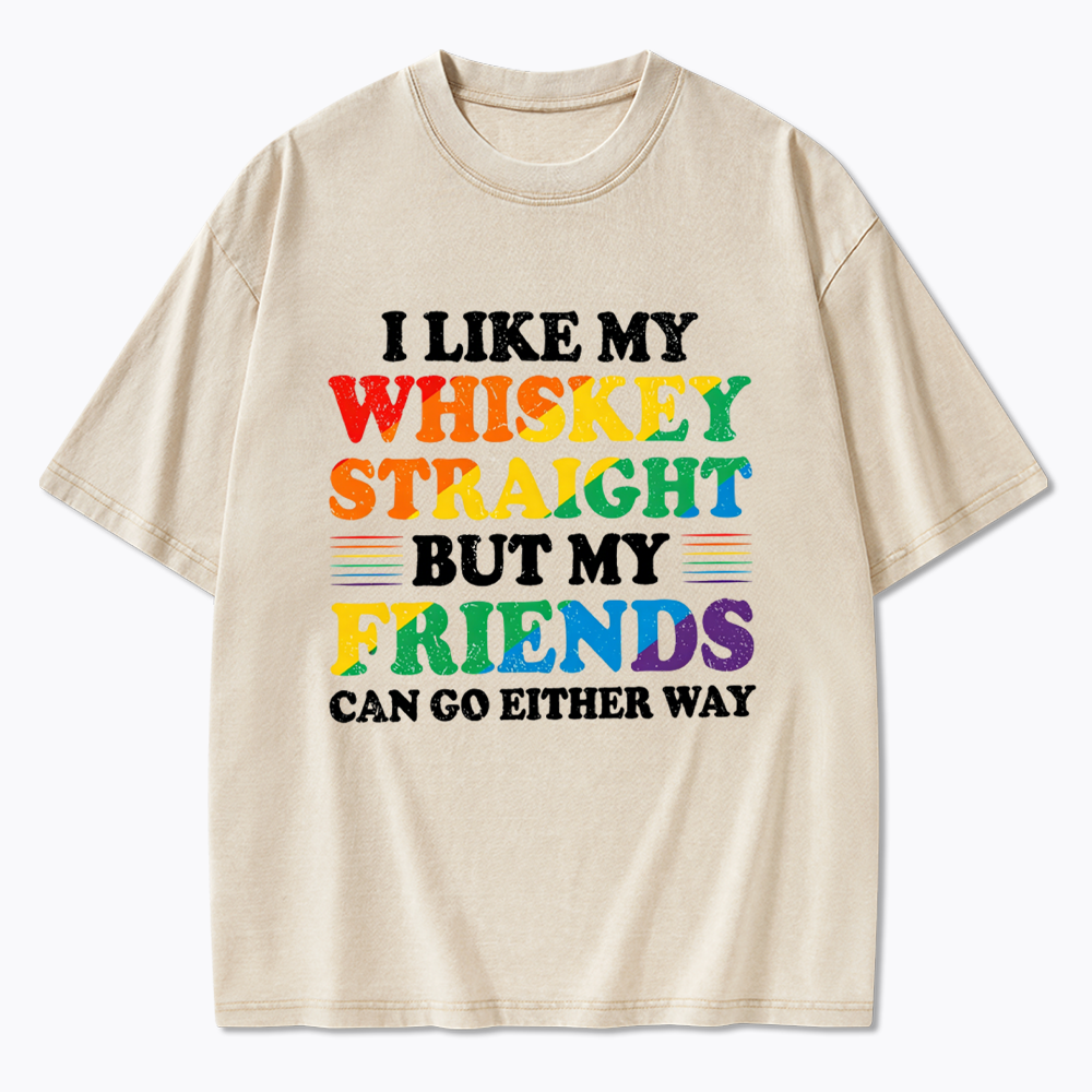 I Like My Whiskey Straight Washed T-Shirt