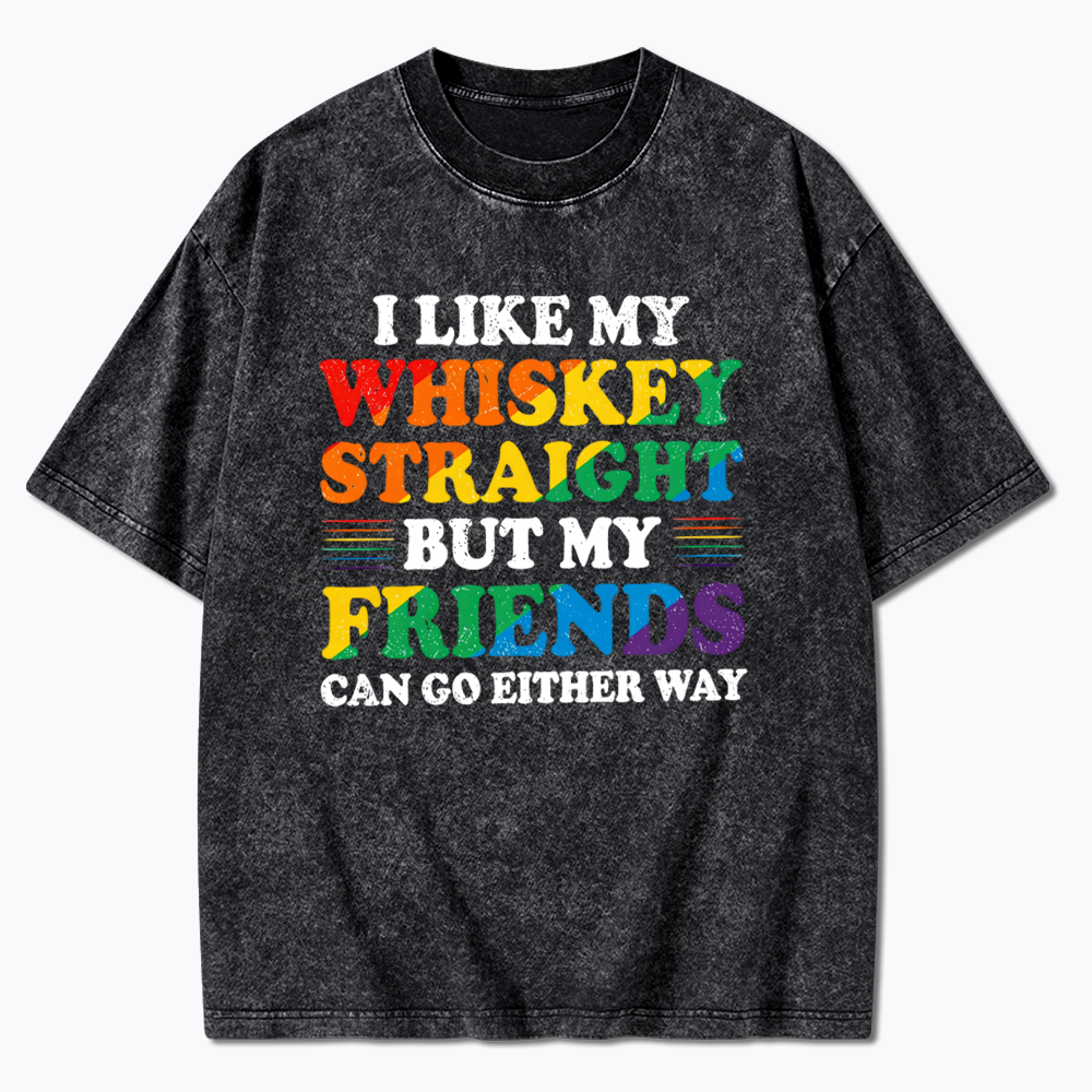 I Like My Whiskey Straight Washed T-Shirt