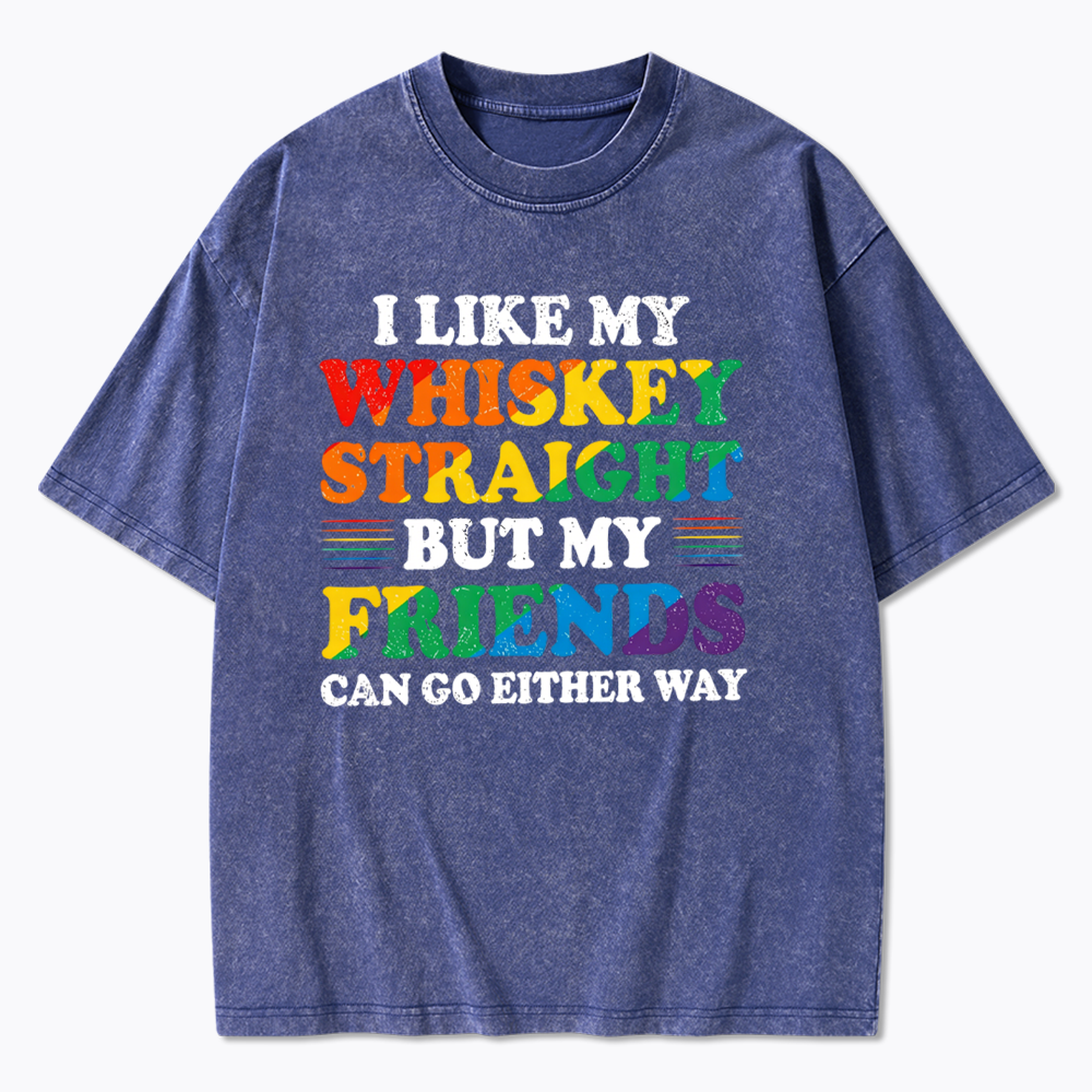 I Like My Whiskey Straight Washed T-Shirt