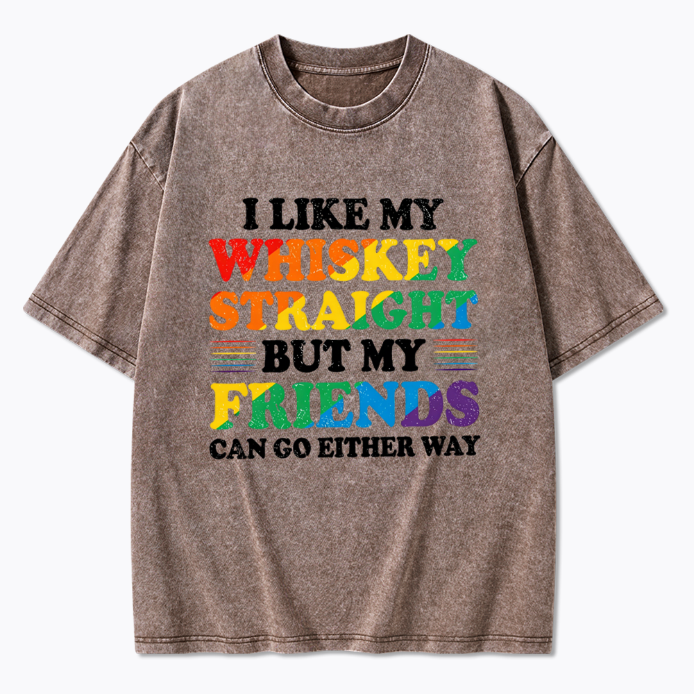 I Like My Whiskey Straight Washed T-Shirt