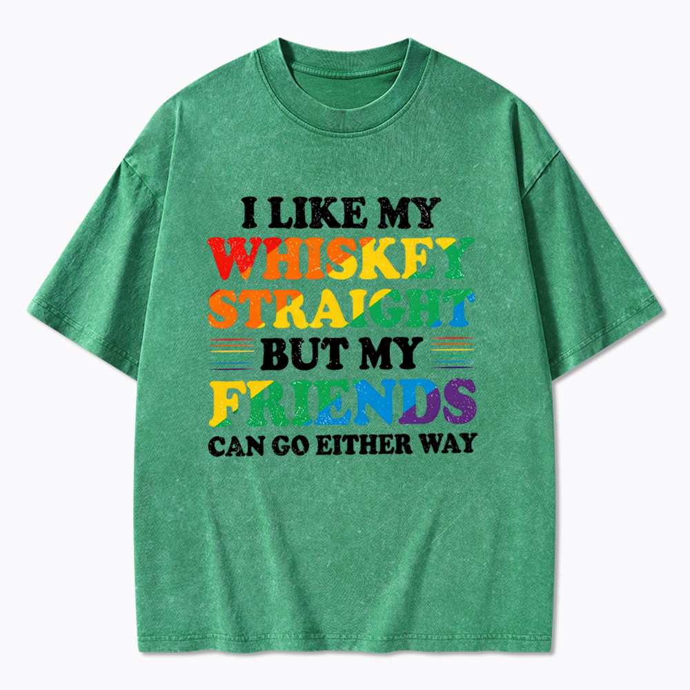 I Like My Whiskey Straight Washed T-Shirt