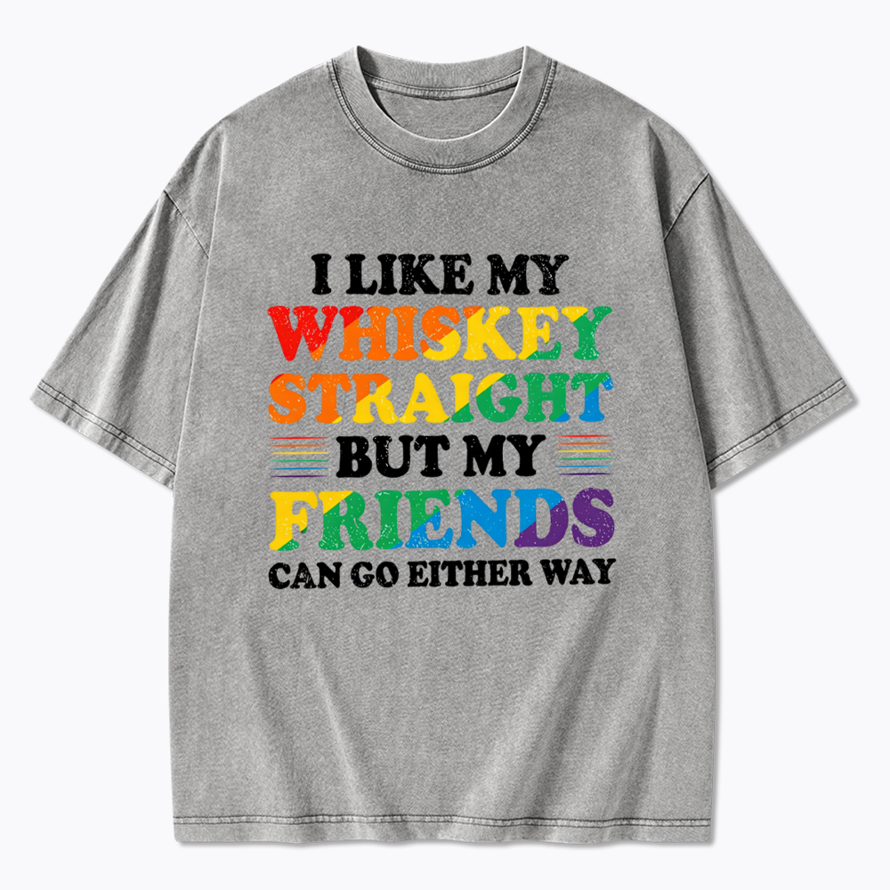 I Like My Whiskey Straight Washed T-Shirt