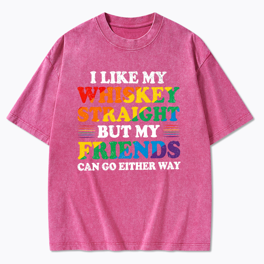 I Like My Whiskey Straight Washed T-Shirt
