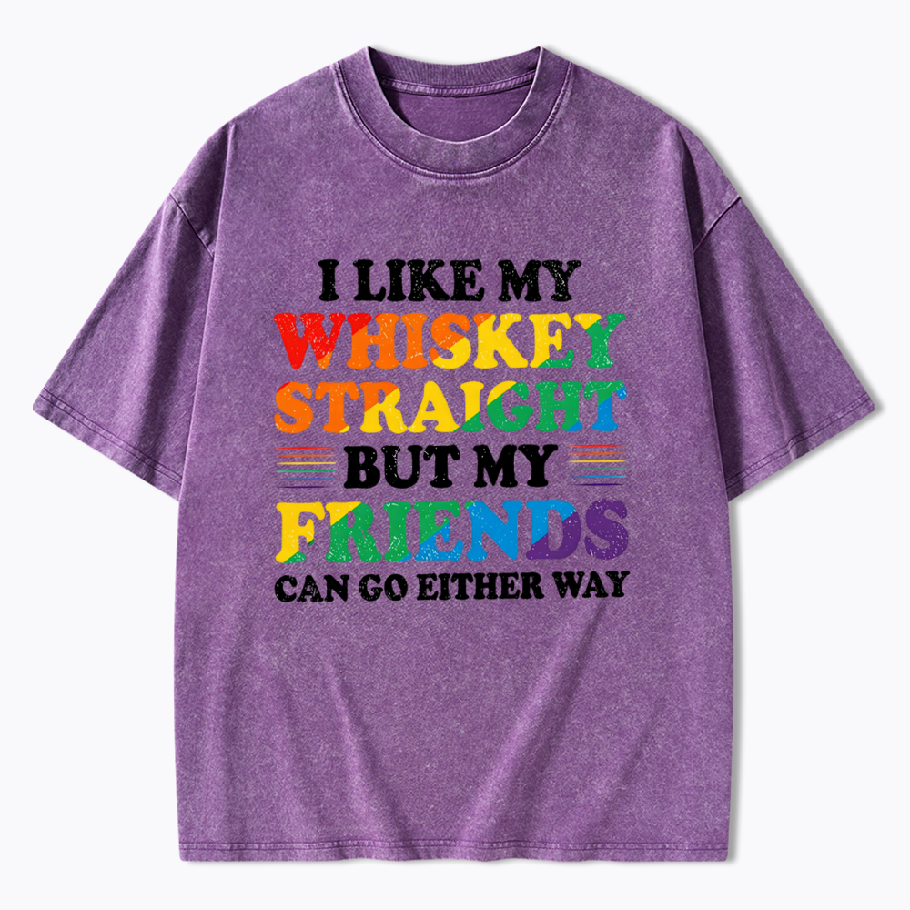 I Like My Whiskey Straight Washed T-Shirt