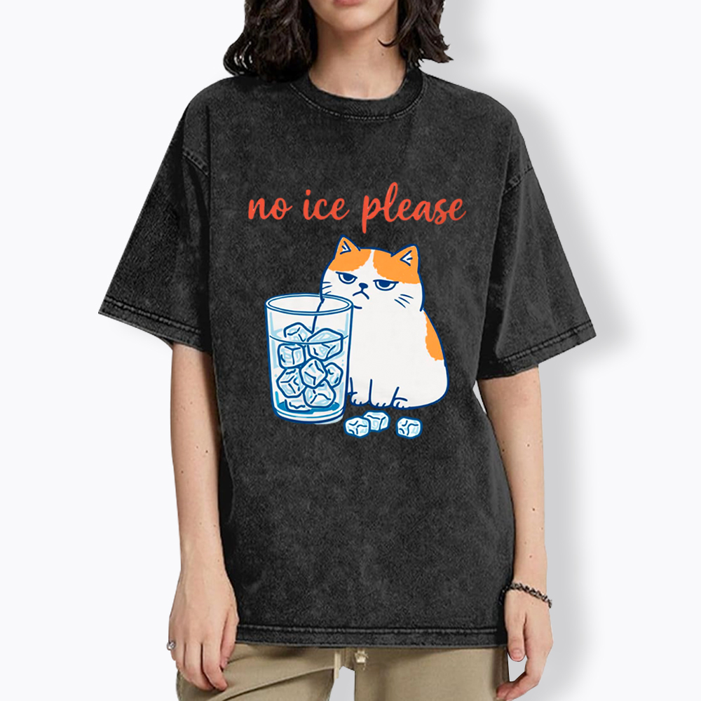 No ICE Please Cat Washed T-Shirt