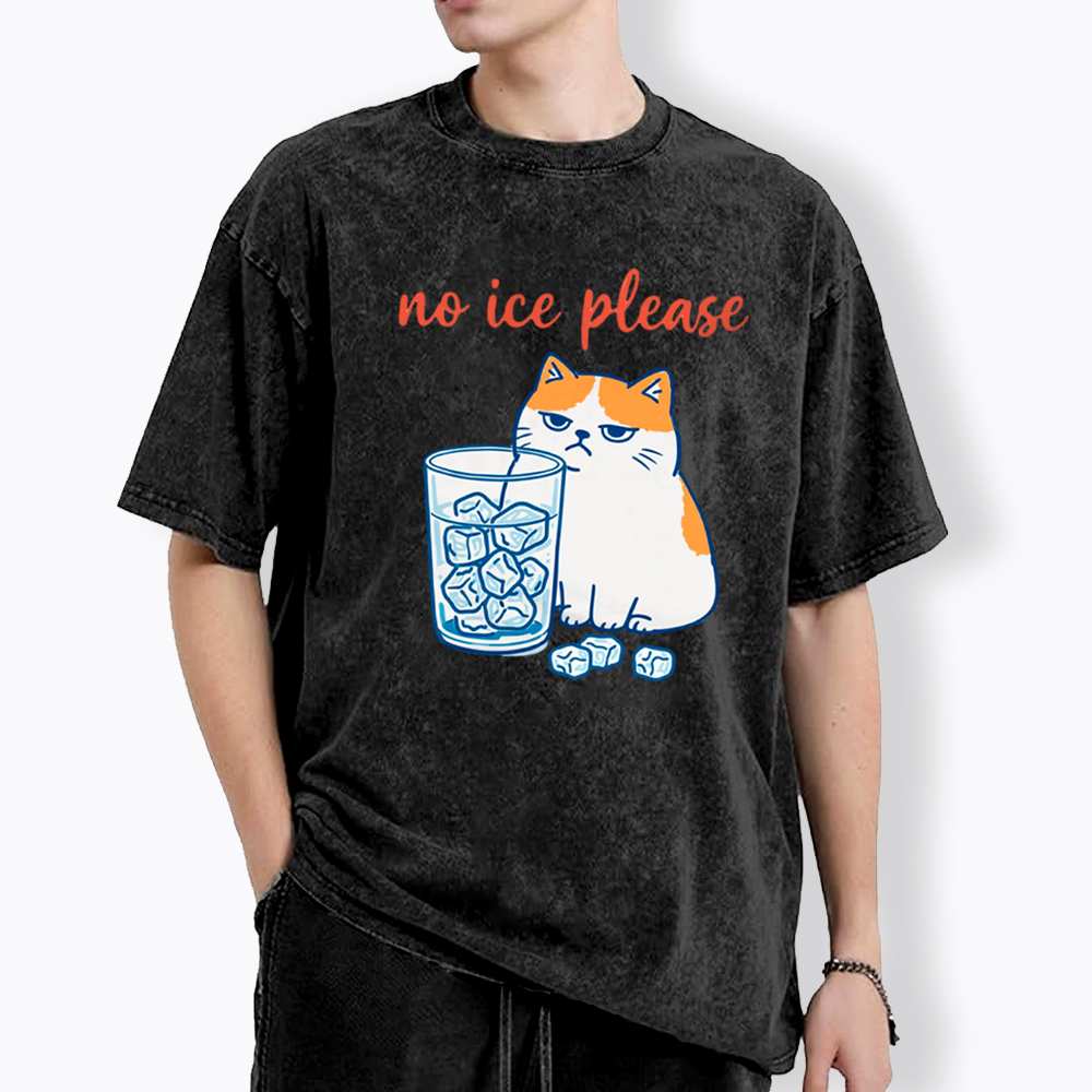 No ICE Please Cat Washed T-Shirt