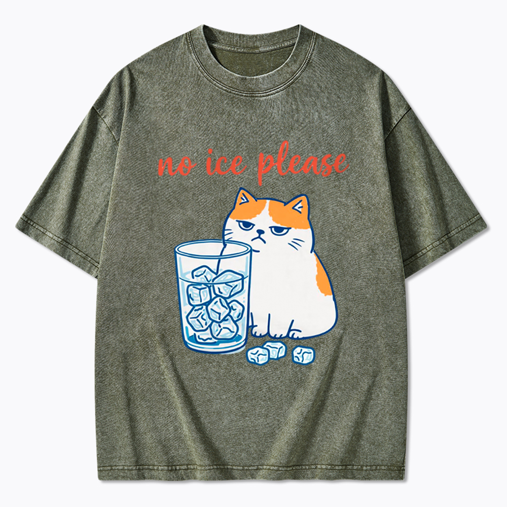 No ICE Please Cat Washed T-Shirt