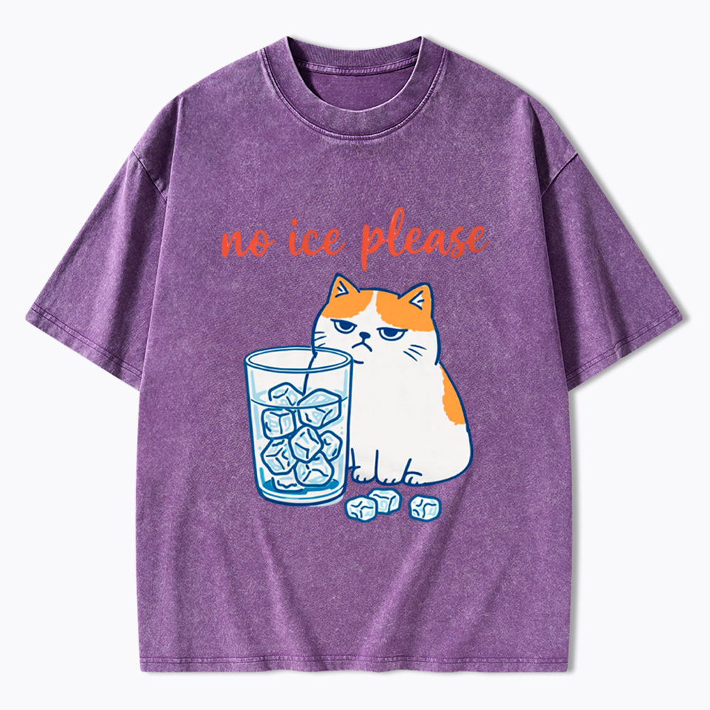 No ICE Please Cat Washed T-Shirt