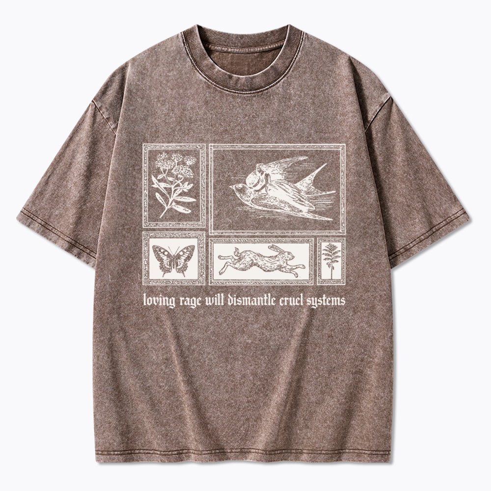 Loving Rage will Dismantle Cruel Systems of Oppression Washed T-Shirt