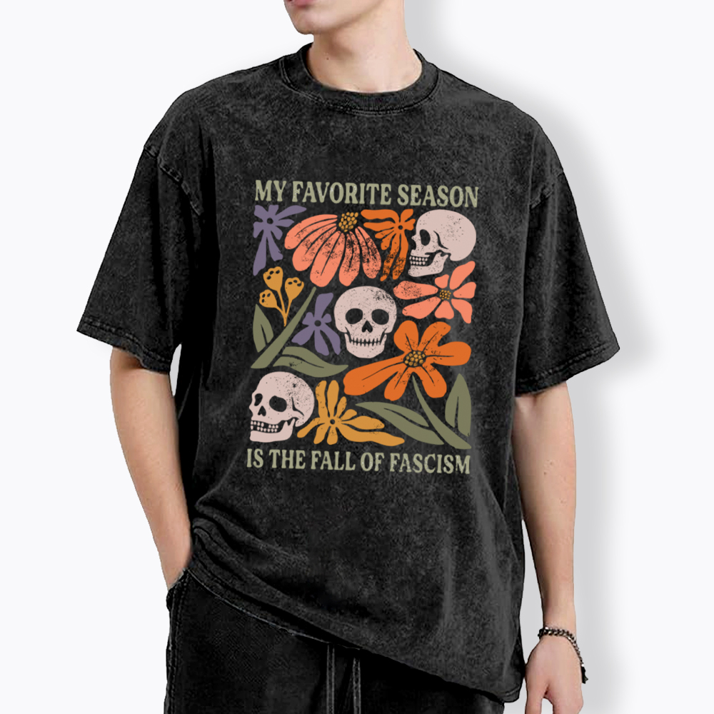 My Favorite Season Floral Skull Washed T-Shirt