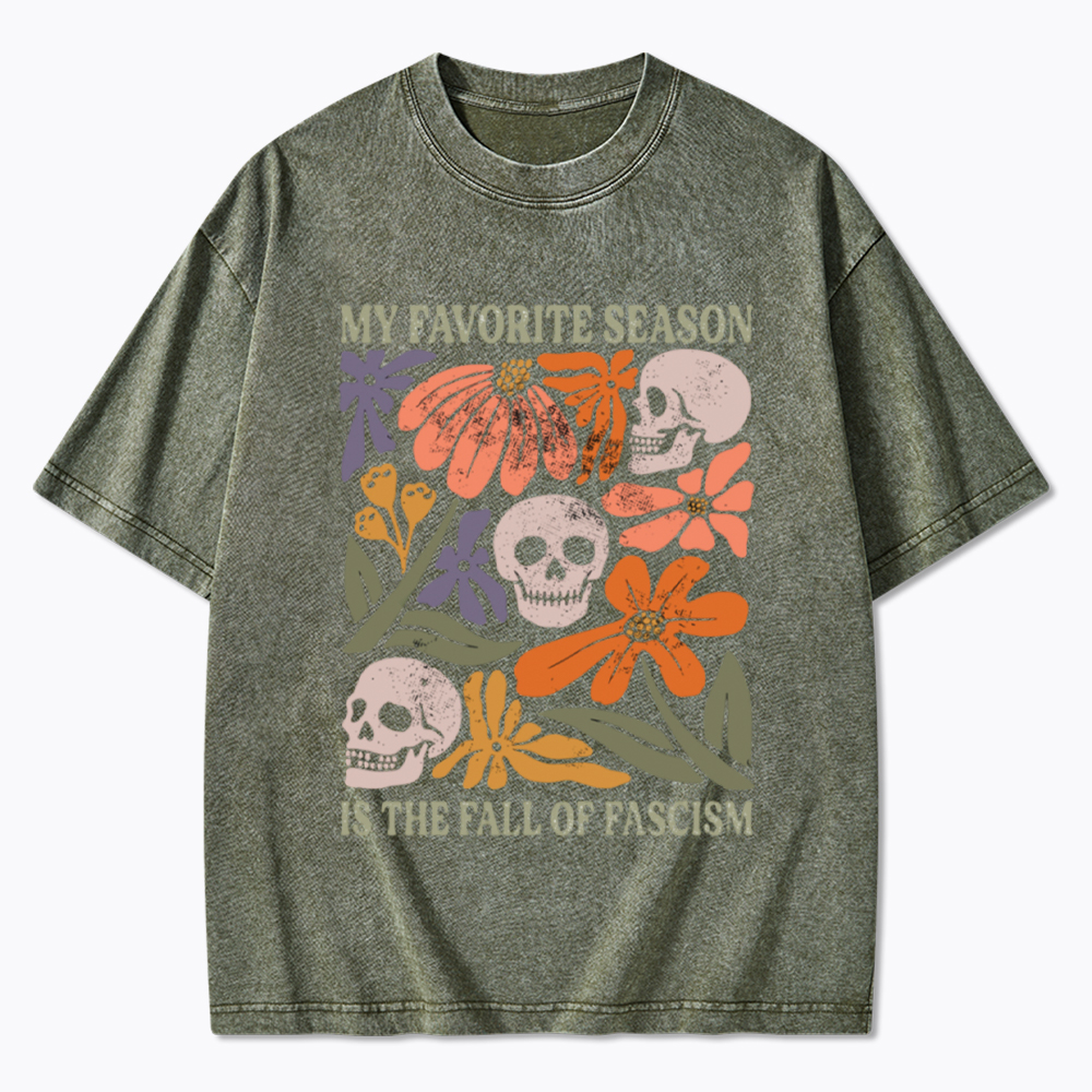 My Favorite Season Floral Skull Washed T-Shirt