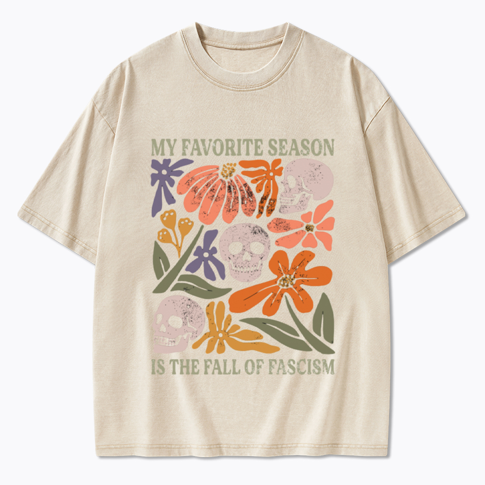 My Favorite Season Floral Skull Washed T-Shirt
