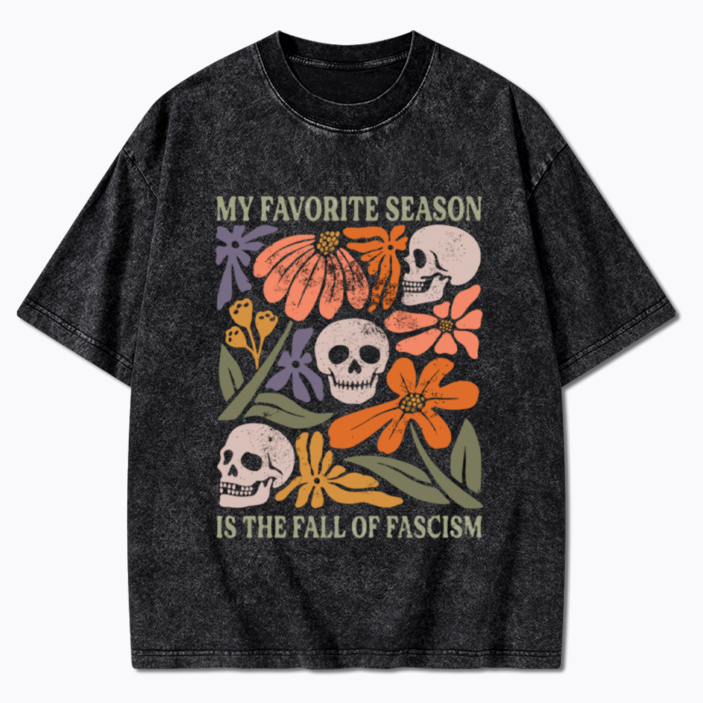 My Favorite Season Floral Skull Washed T-Shirt