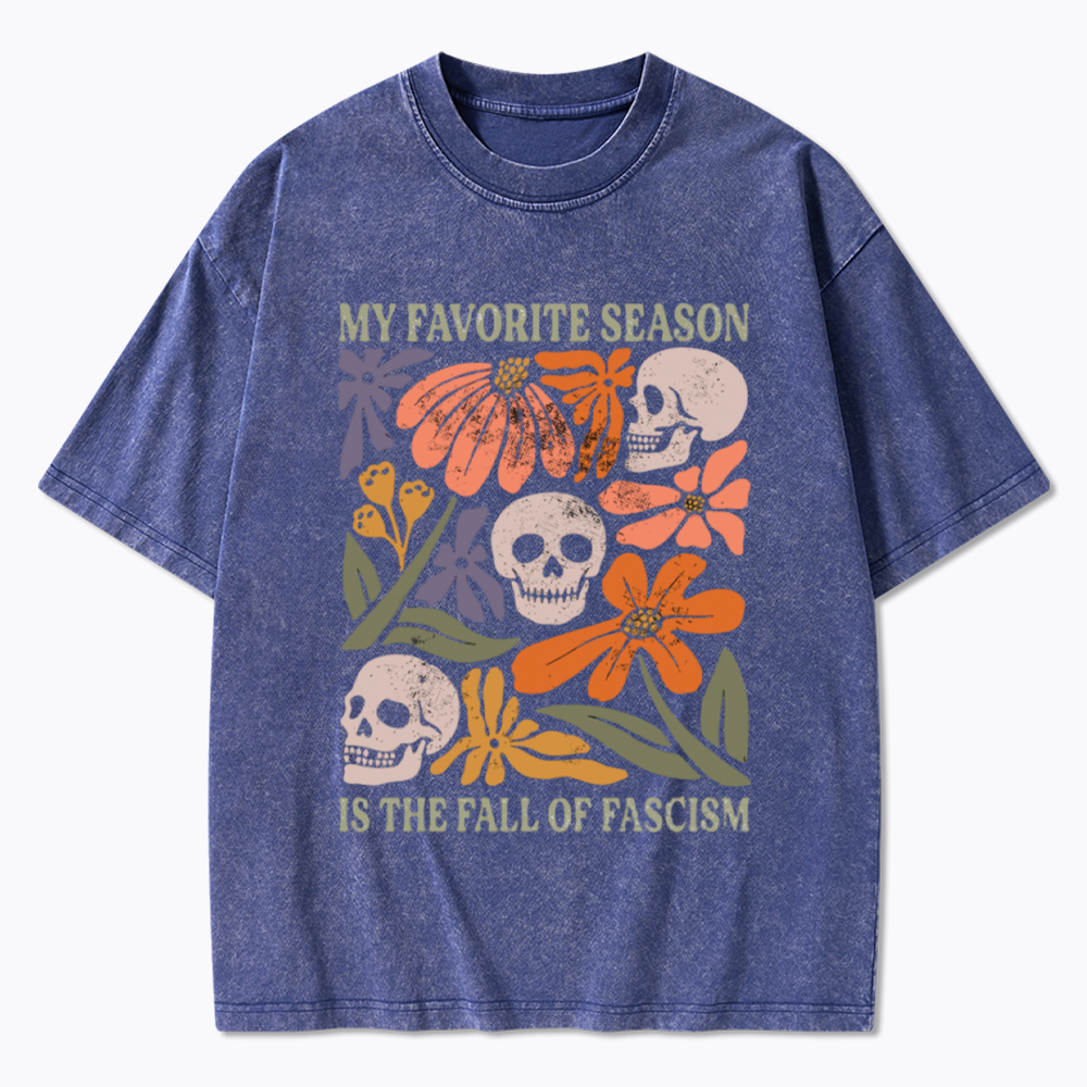 My Favorite Season Floral Skull Washed T-Shirt