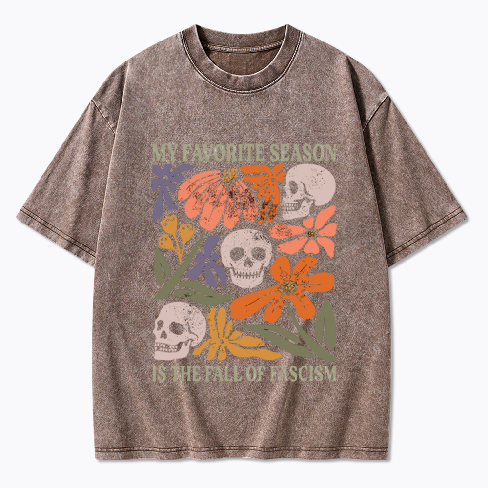 My Favorite Season Floral Skull Washed T-Shirt