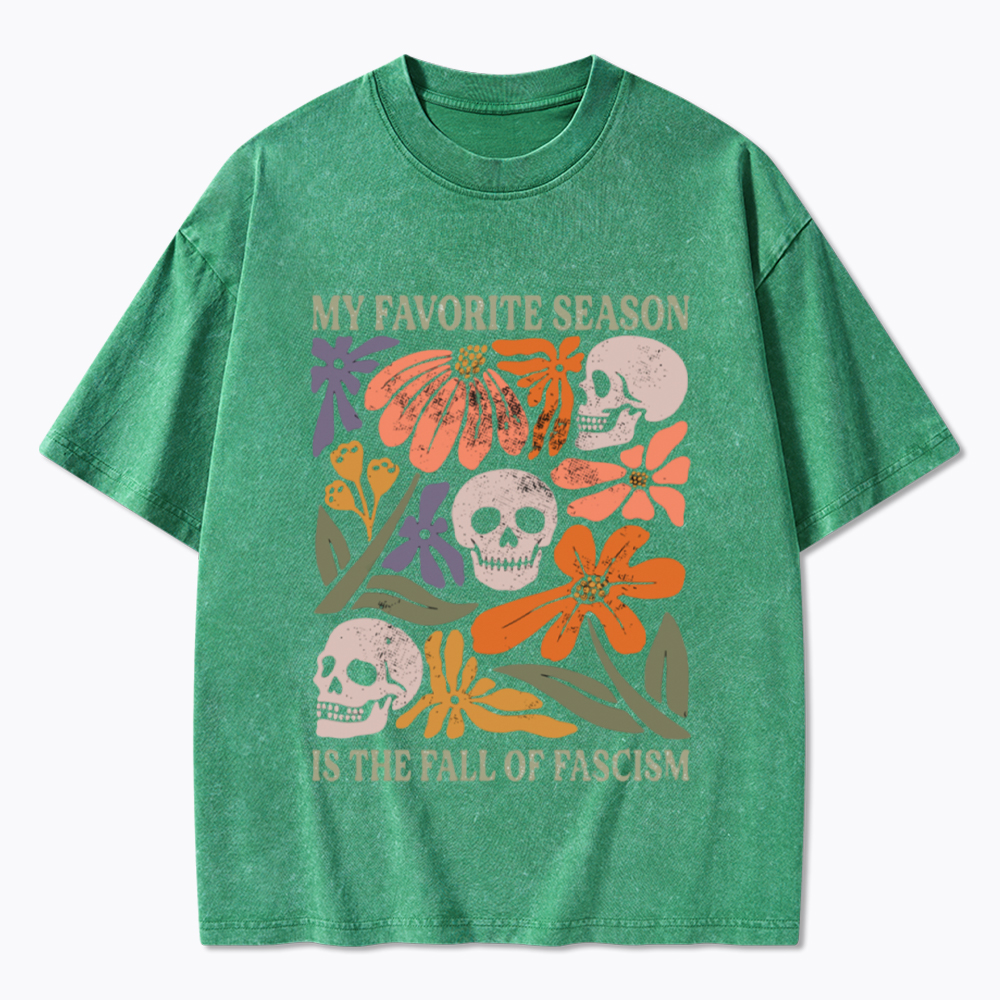 My Favorite Season Floral Skull Washed T-Shirt