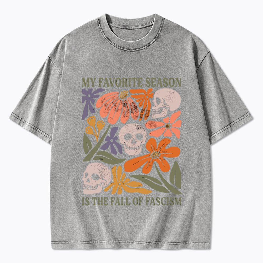 My Favorite Season Floral Skull Washed T-Shirt