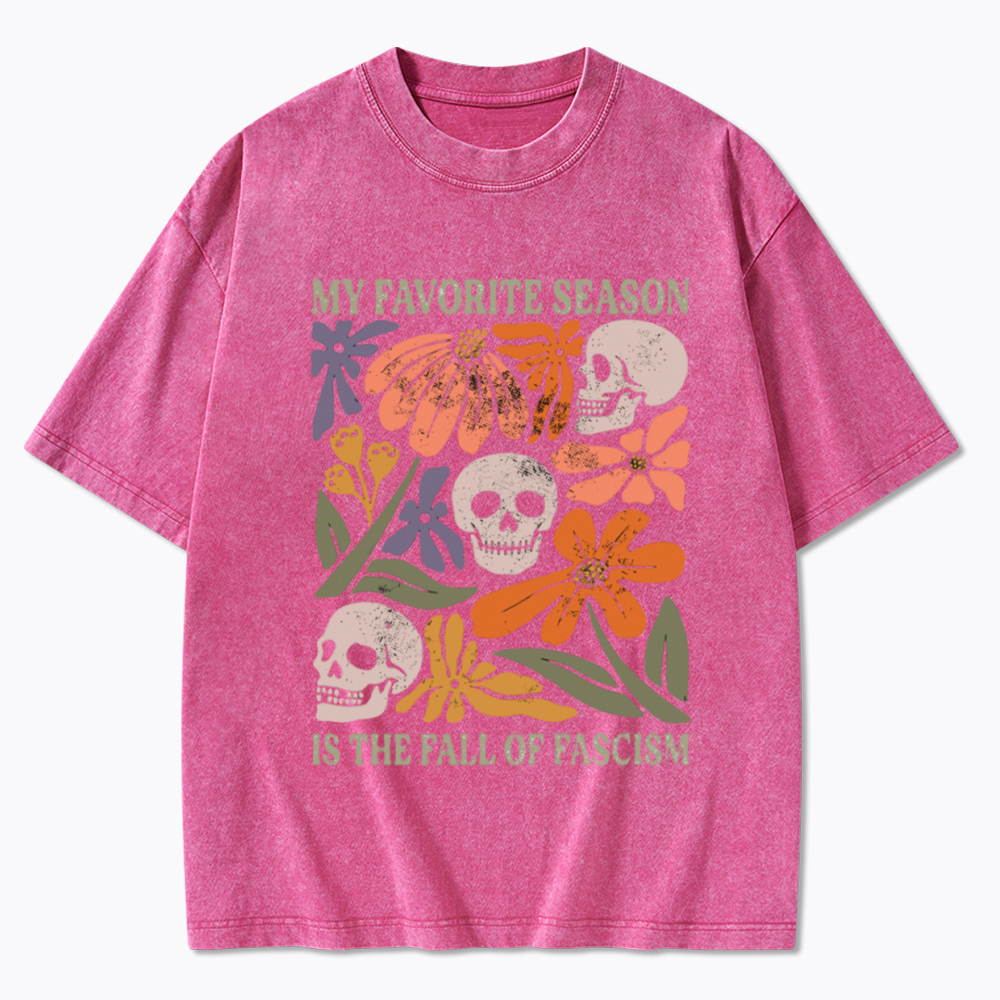 My Favorite Season Floral Skull Washed T-Shirt