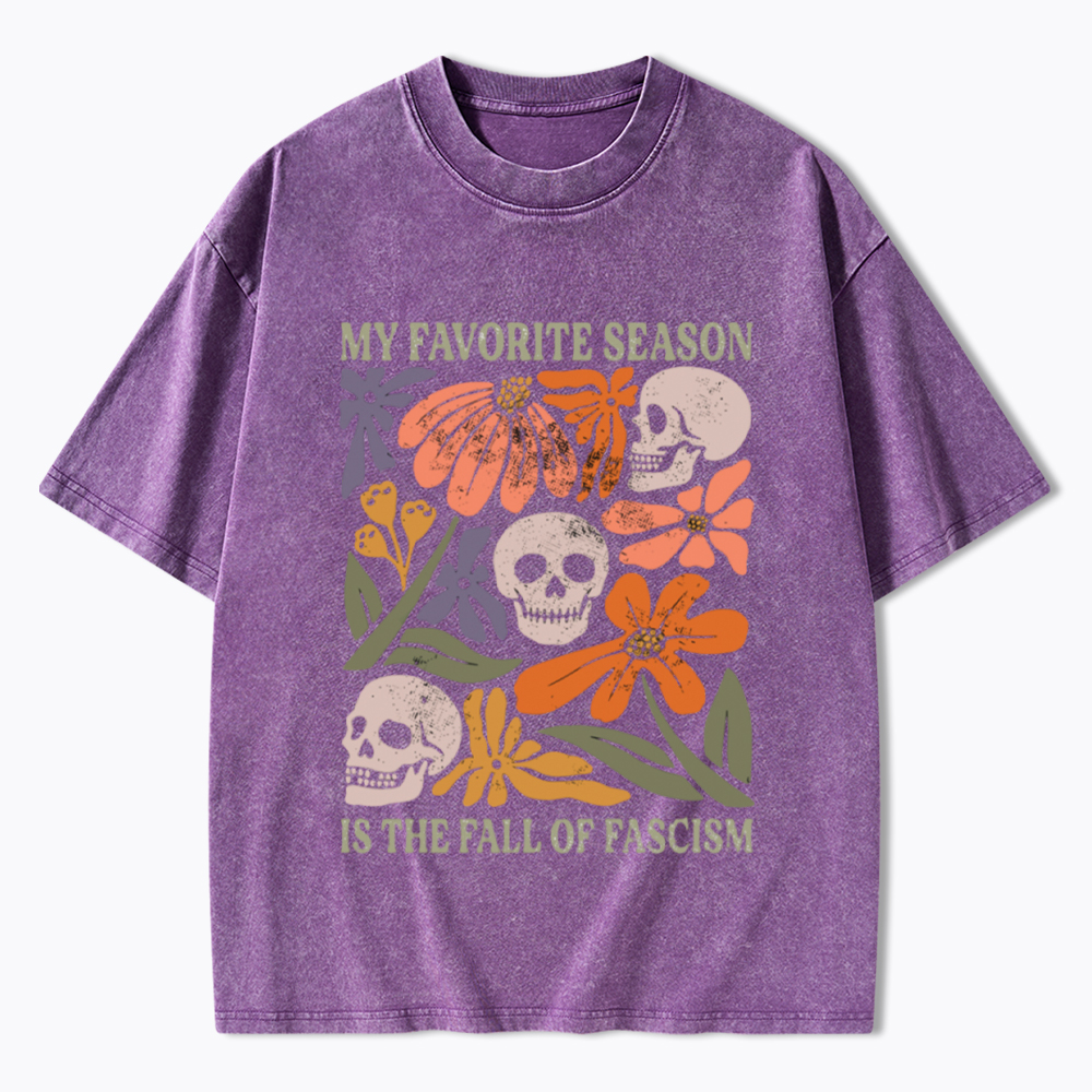 My Favorite Season Floral Skull Washed T-Shirt