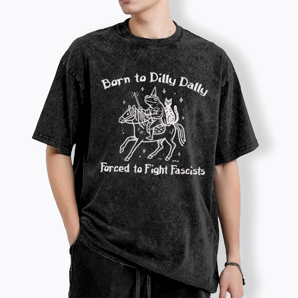 Born to Dilly Dally Funny Medieval Frog Washed T-Shirt