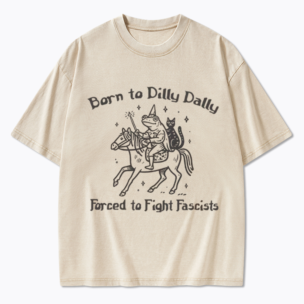 Born to Dilly Dally Funny Medieval Frog Washed T-Shirt