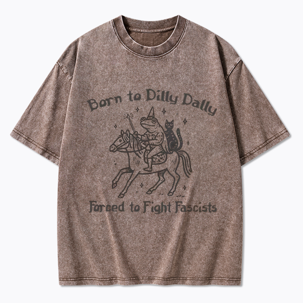 Born to Dilly Dally Funny Medieval Frog Washed T-Shirt