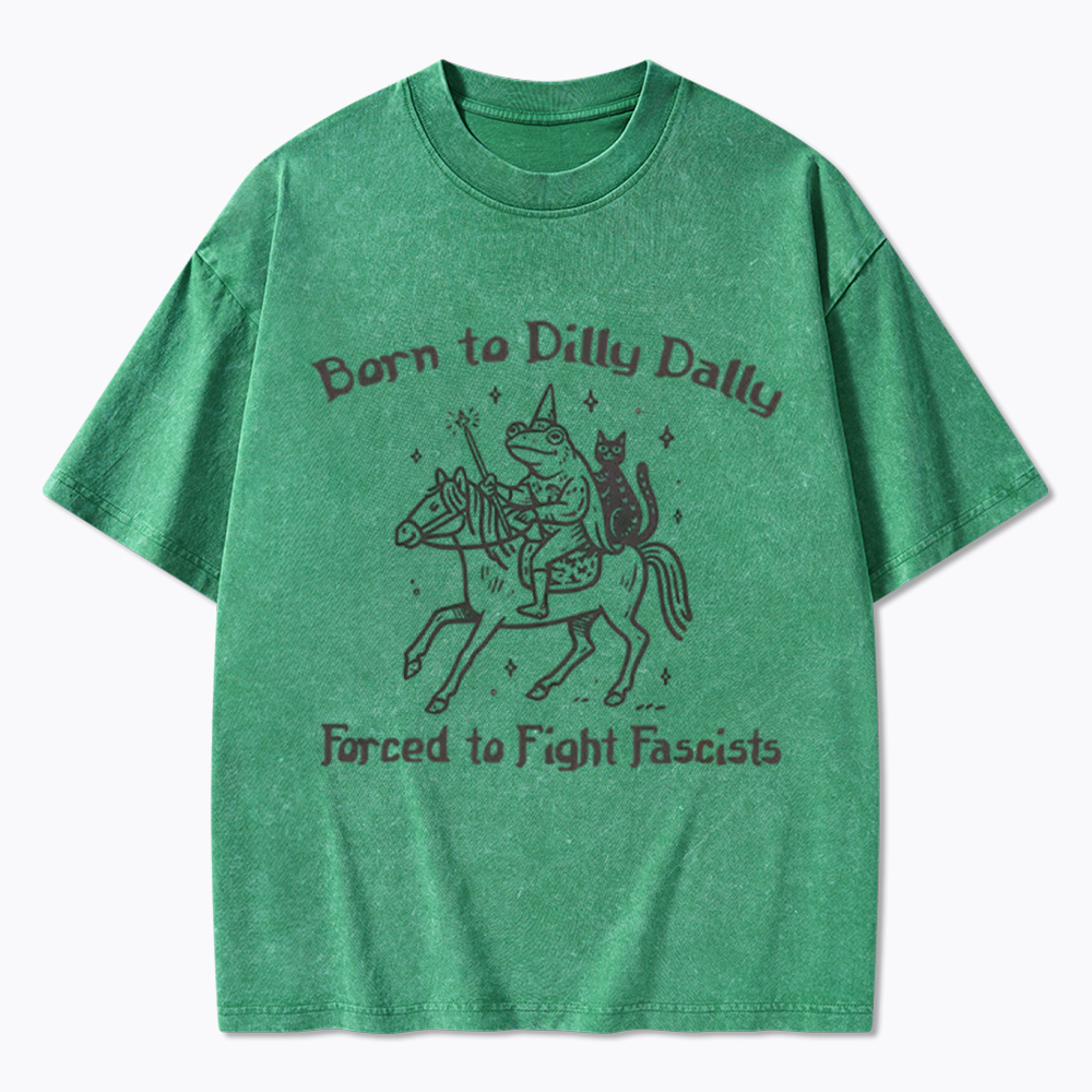 Born to Dilly Dally Funny Medieval Frog Washed T-Shirt
