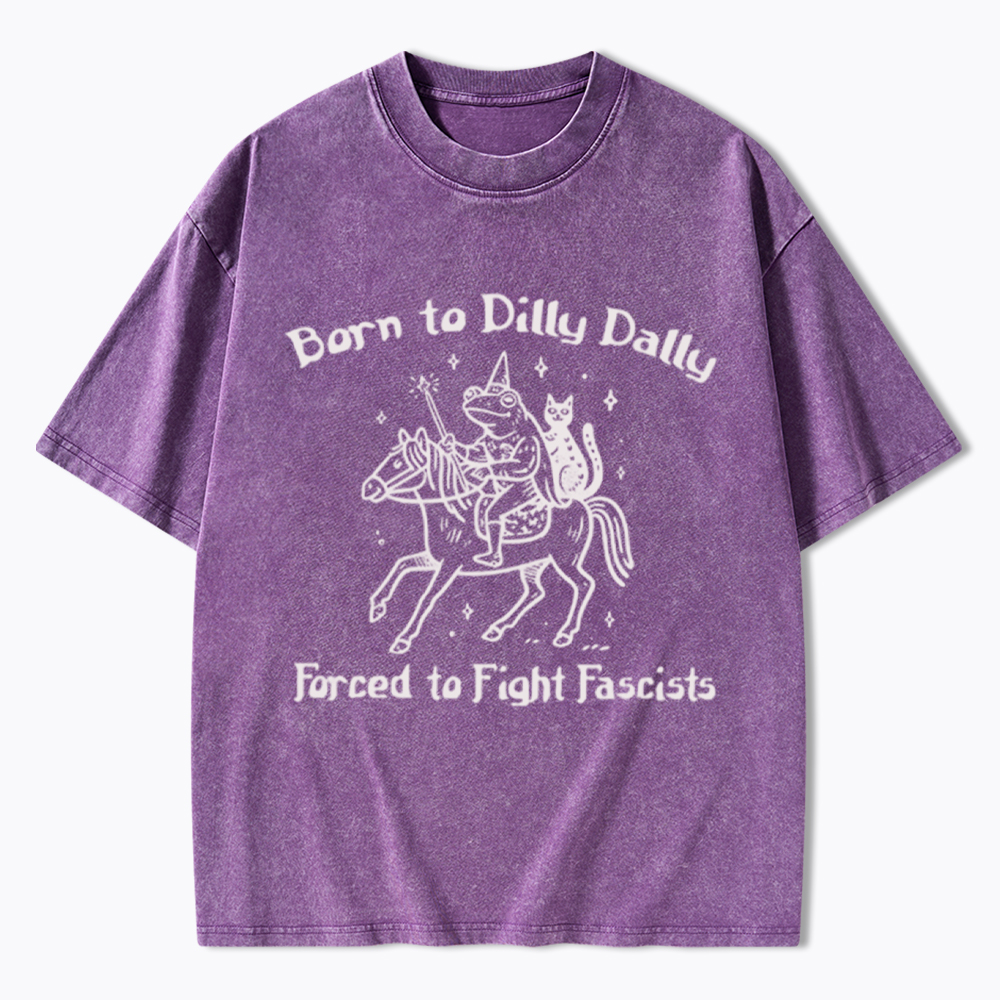 Born to Dilly Dally Funny Medieval Frog Washed T-Shirt