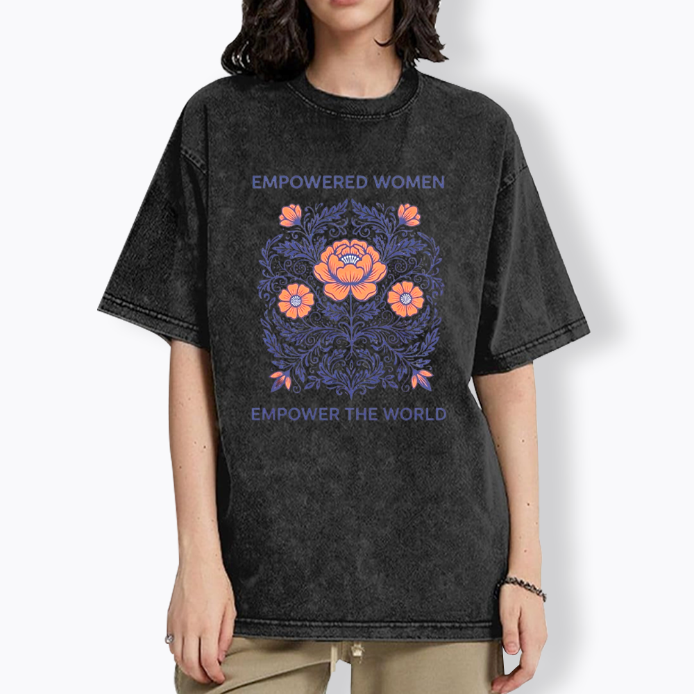 Empowered Women Floral Graphic Washed T-Shirt